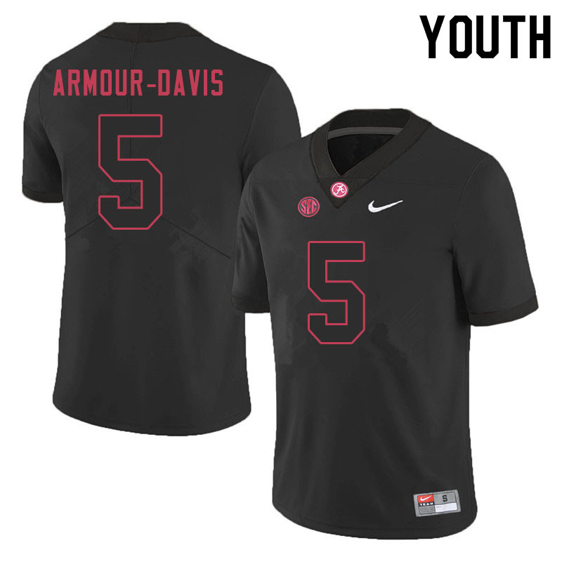 Alabama Crimson Tide Youth Jalyn Armour-Davis #5 Black NCAA Nike Authentic Stitched 2020 College Football Jersey ZZ16I18PV